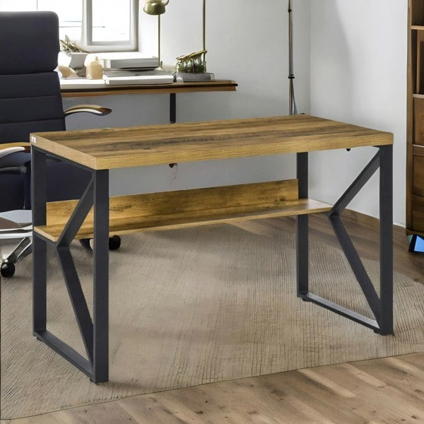 Rafaelo Mobilia Industrial 120CM Wide Computer Desk With Metal Frame