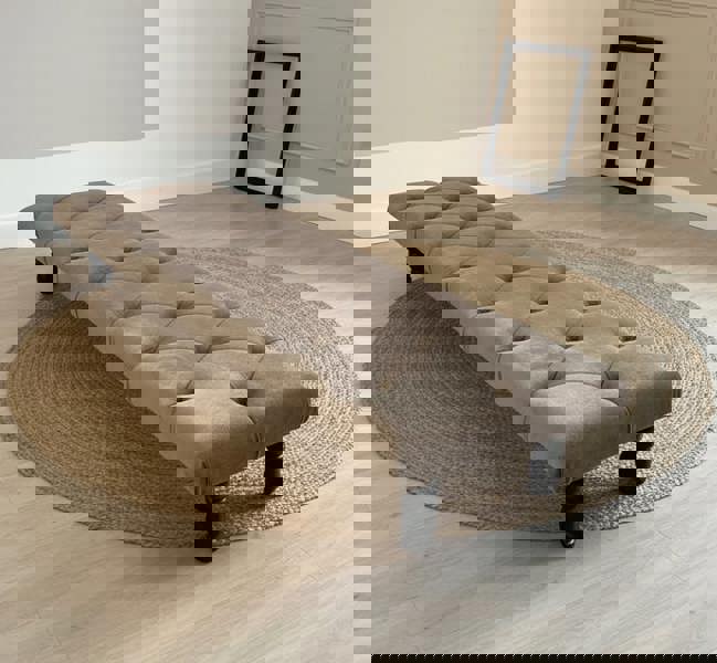 Rectangular Sand Coloured Chesterfield Footstool - ISTOOLS