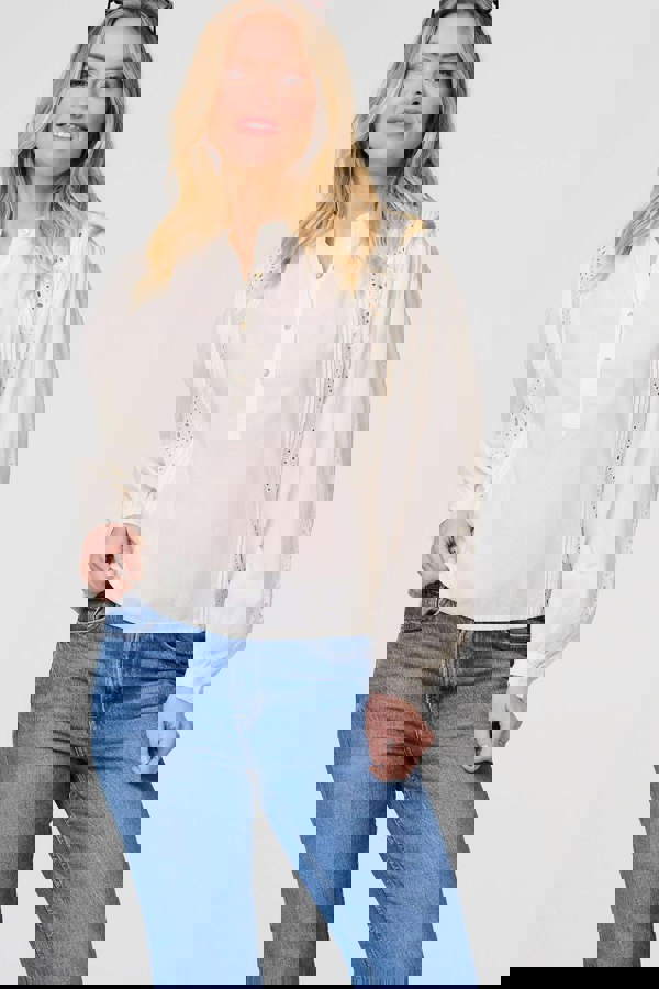 White | Broderie Anglaise Puff Sleeve Blouse
