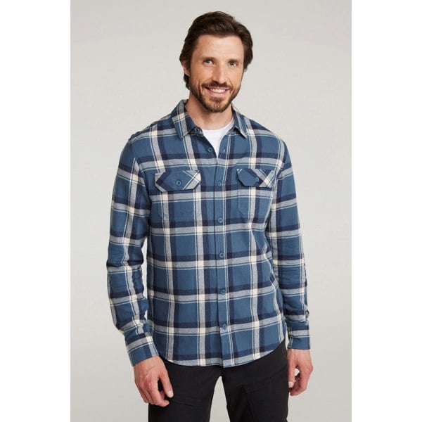 Mountain Warehouse Mens Trace Flannel Long-Sleeved Shirt - Petrol