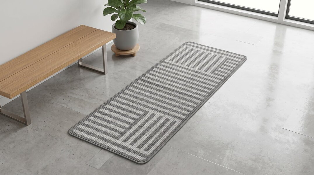 JVL Fiora Machine Washable Indoor Runner and Mat Set - Skyline Strata