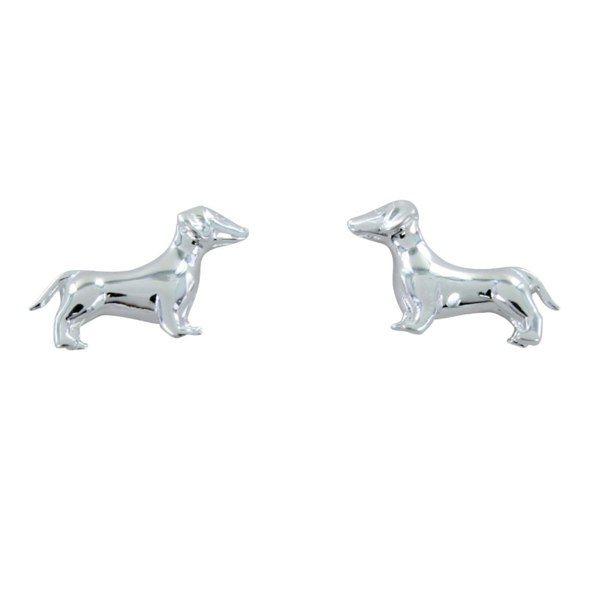 Sterling Silver Dachshund Dog Stud Earrings - Reeves & Reeves