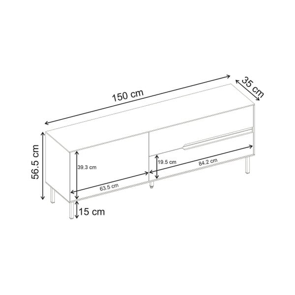 Decortie Arch TV Unit for TVs up to 60in 2 Drawers and Door Sandstone Whiskey Oak 150 x 35 x 56.5 cm (Sandstone and Whiskey Oak)