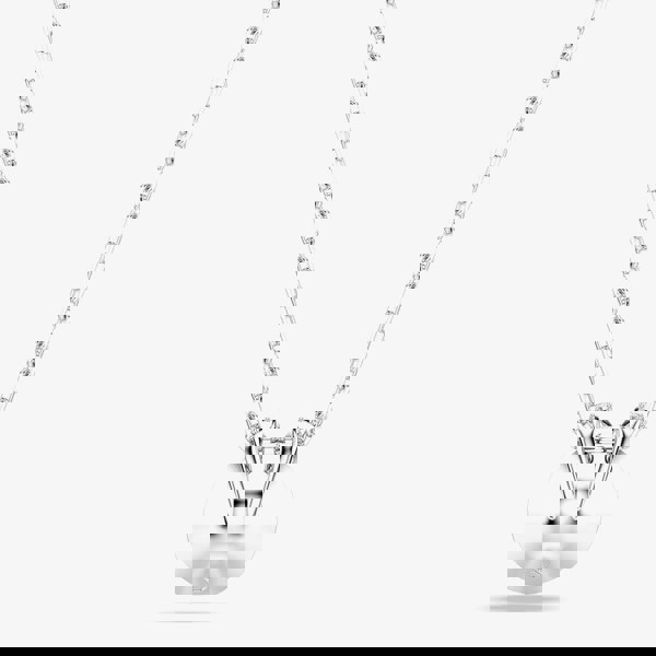 Swarovski Bella Rhodium Plated Round Blue Crystal Pendant Necklace 5734232