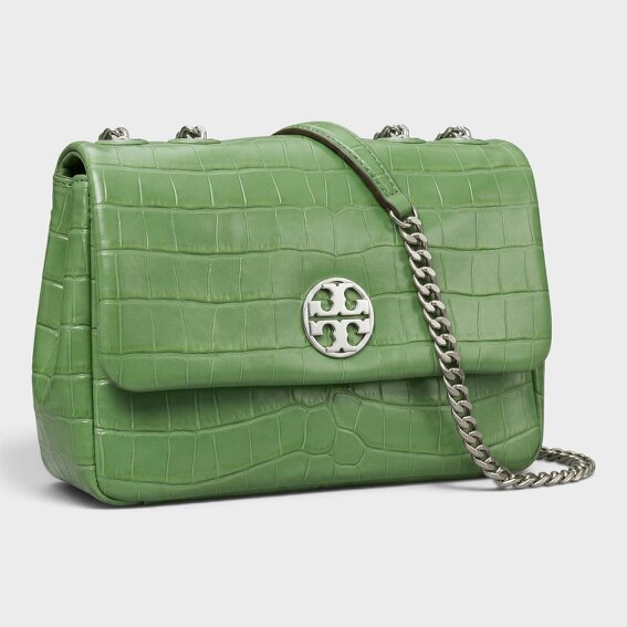 Tory Burch Willa Embossed Small Shoulder Bag Green