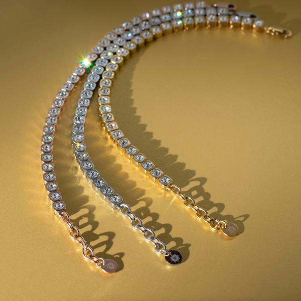 Rose Gold Tennis Bracelet with Swarovski Crystals - namana.london