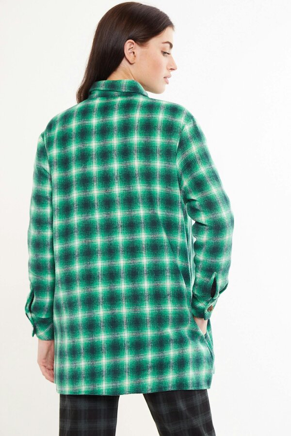 Louche Meriam Check Shacket Green