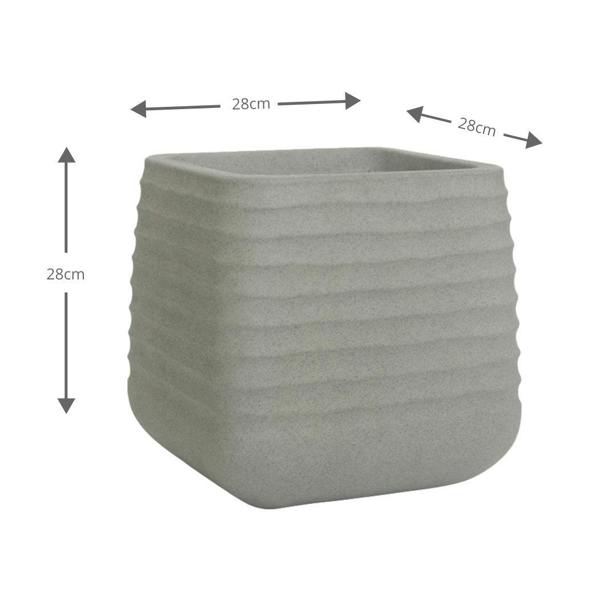 Oslo Square Ripple Plant Pot 28 x 28cm 18L - Grey