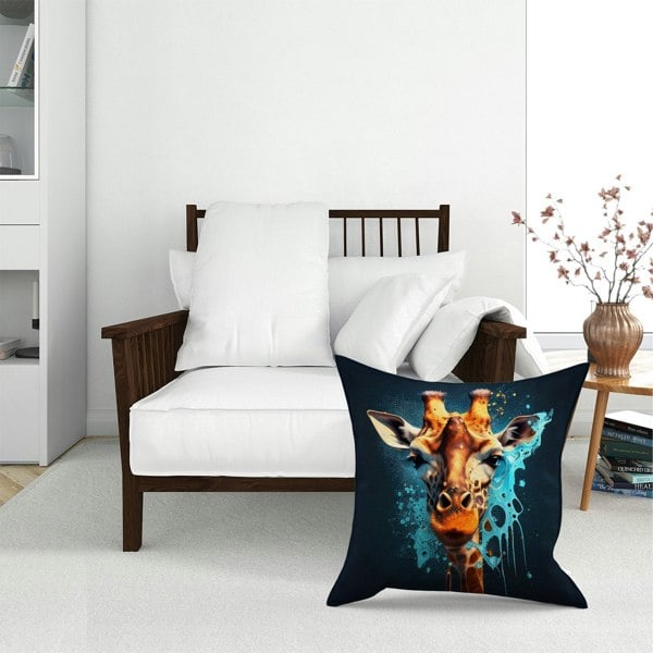 Warren Reed Blue Giraffe Face Splashart Floor Cushion