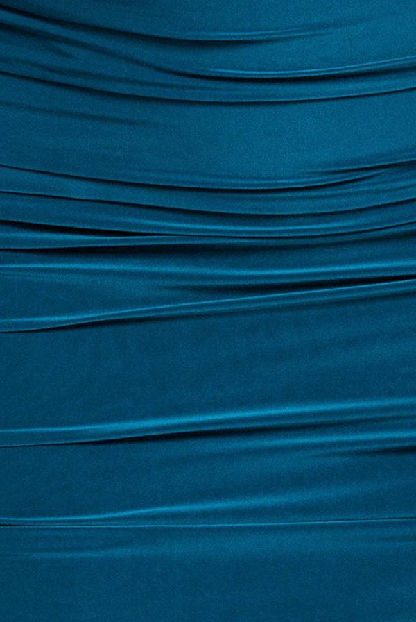 Cut Out Ruched Midi With Drawstring - Teal Blue DR3665