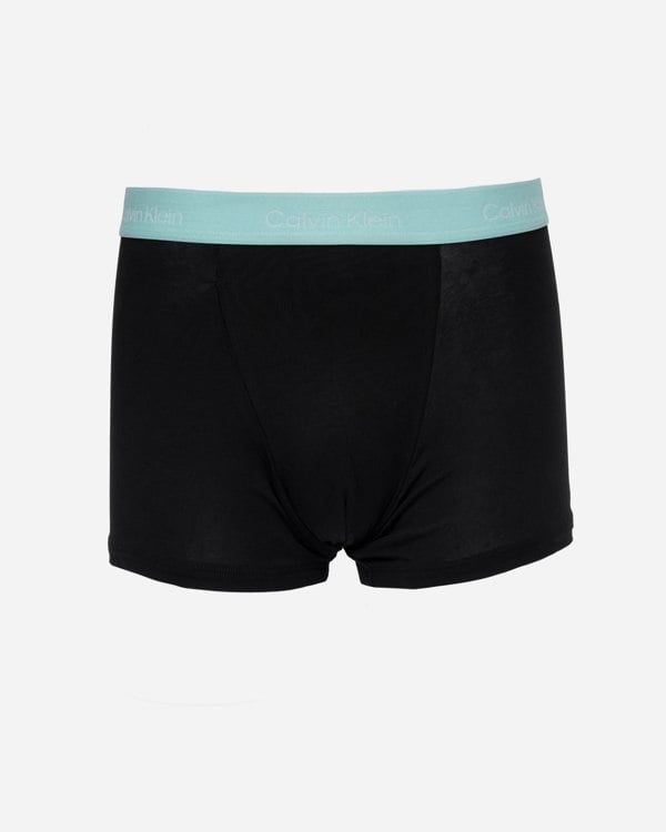 Calvin Klein 3 Pack Icon Cotton Stretch Mens Relaxed Fit Trunks - Black Bodies W/ Tahiti Turquoise/Da