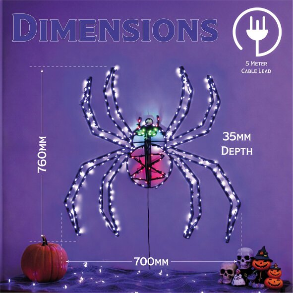 Scotts of Stow Fxlab Multicolour Micro LED Metal 2D Spider Outdoor  with Timer