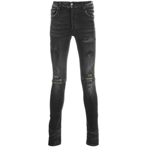 Amiri Leather Camo MX1 Aged Jeans - Black