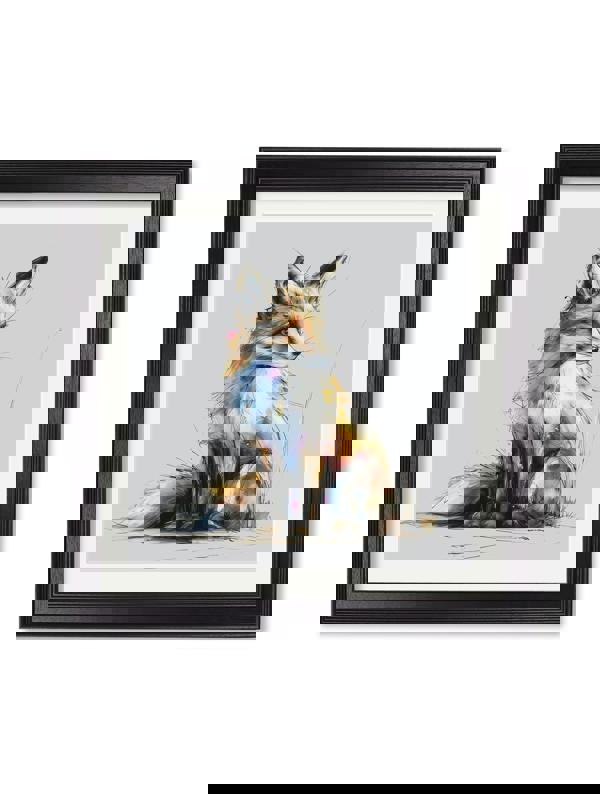 Exceptional Art Little Fox Cosy Sketch - Black Hurstwood square frame