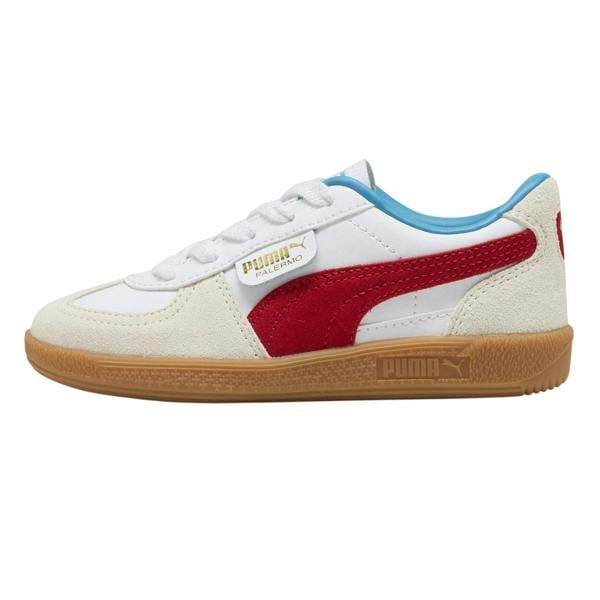 Puma Childrens/Kids Palermo Leather Low Cut Flat Trainers - White/Red - 