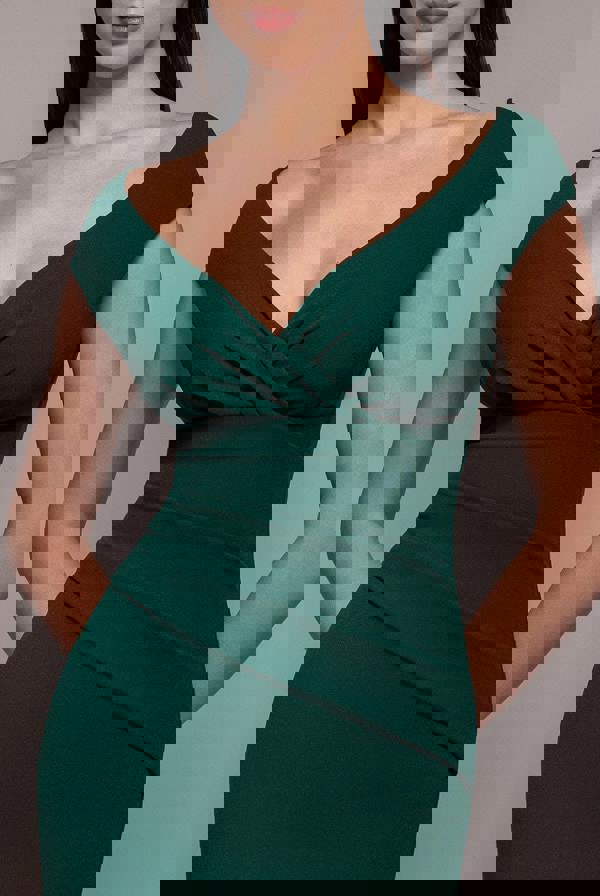 Bardot Pleated Maxi Dress - EmeraldGreen DR1092