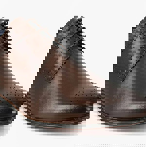 Goor M298DB Mens 3 Eye Brogue Shoes Dark Brown