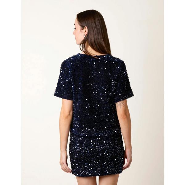 Blue Vanilla Velvet Sequin Tee