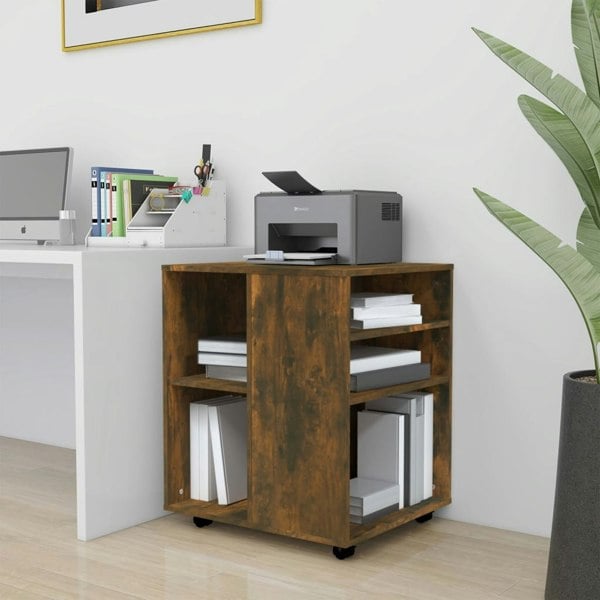 Berkfield Rolling Cabinet Smoked Oak 60x53x72 cm Engineered Wood