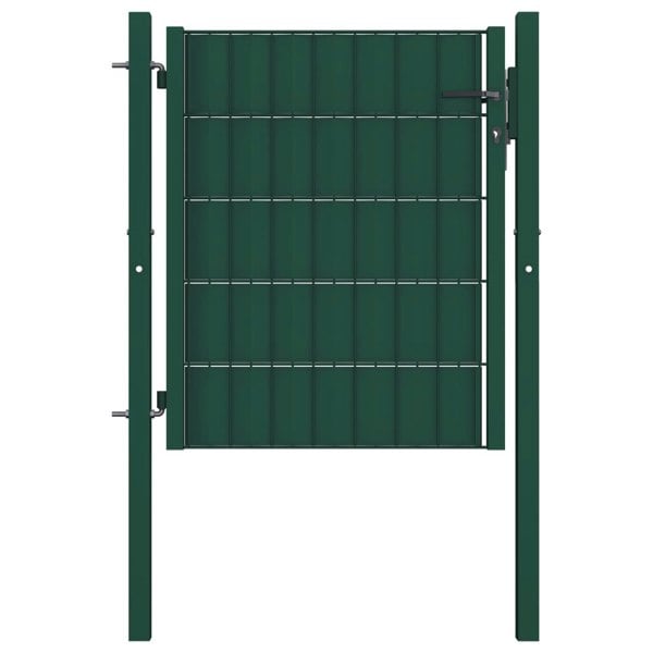 Berkfield Fence Gate PVC and Steel 100x101 cm Green