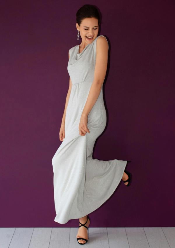 Alie Street London Cruise Cowl Neck Maxi Dress (Moonstone Shimmer)