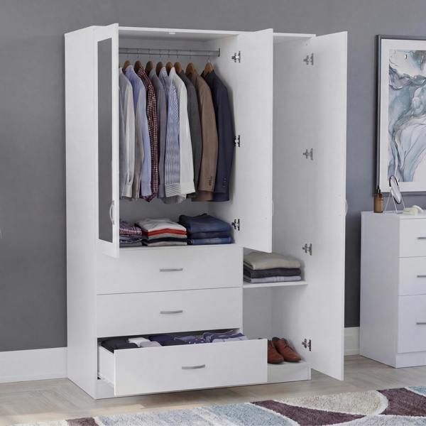 Vida Designs Riano 3 Door 3 Drawer Mirrored Wardrobe