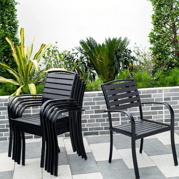 Living and Home Set of 2/4 Garden Dining Armchairs with Metal Legs