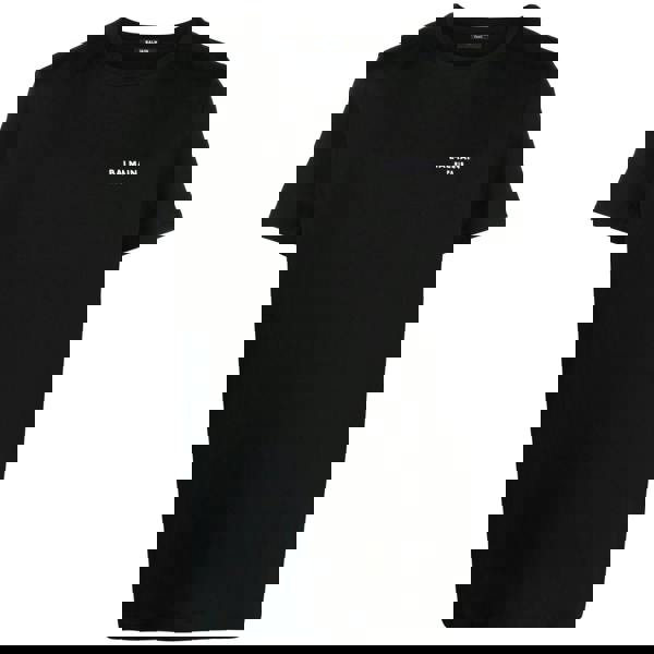 Balmain Small Logo Flock Printed T-Shirt   in  Black