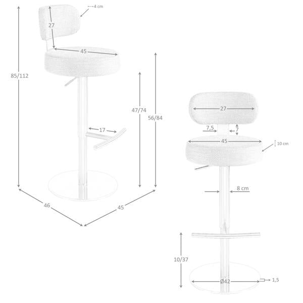 Angel Cerdá Swivel Stool in Light Grey Marbled Fabric 4230