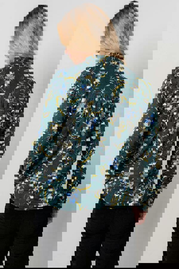 Lily & Me Sage Floral Print Frill Blouse Green