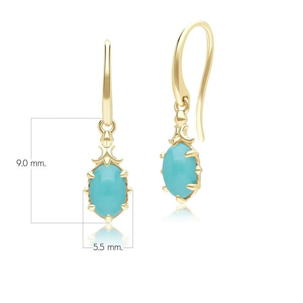Gemondo Classic Oval Turquoise Drop Earrings in 9ct Yellow Gold