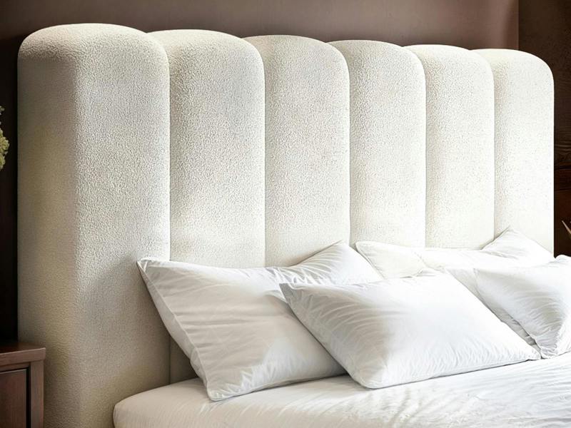 SOLACE+CO Emilie Ribbed Ottoman Bed Cream Boucle