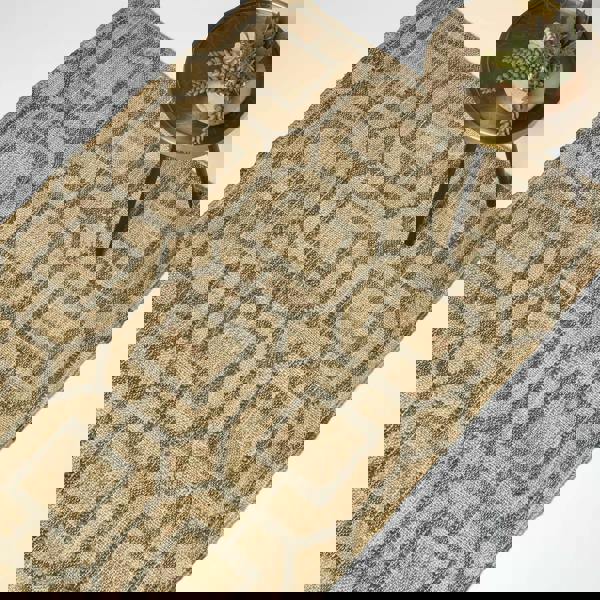 HOMESCAPES Tiran Brown Geometric Handwoven Jute Rug