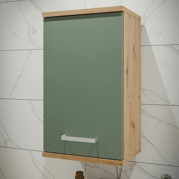 Furniture To Go Veris Small Hanging Cupboard with 1 Door in Artisan Oak and Sage Green