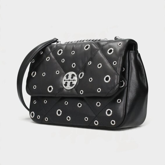 Tory Burch Willa Grommets Small Shoulder Bag Black