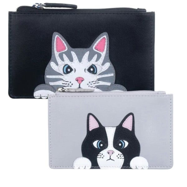 Mala Leather Vinny & Victor Cats Coin & Card Purse