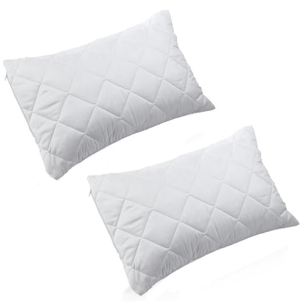 Gr8 Home Pair Of White Anti Allergy Pillow Protectors Quilted Pillowcase Pack Of 2