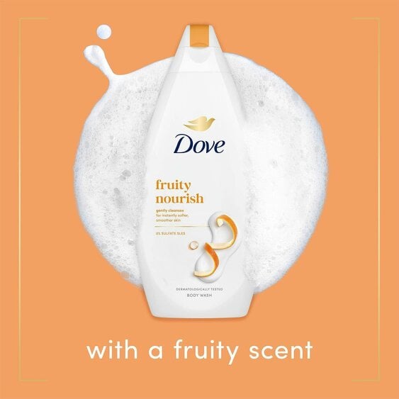 Dove Fruity Nourish Body Wash 12 Pack, 0% Sulfate SLES Shower Gel, 450ml