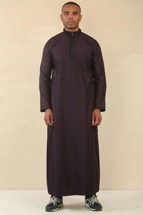 Infinity Leather Mens Thobe Jubba Emirati Islamic Arabic Eid Embroidery Kaftan Jubbah Robe
