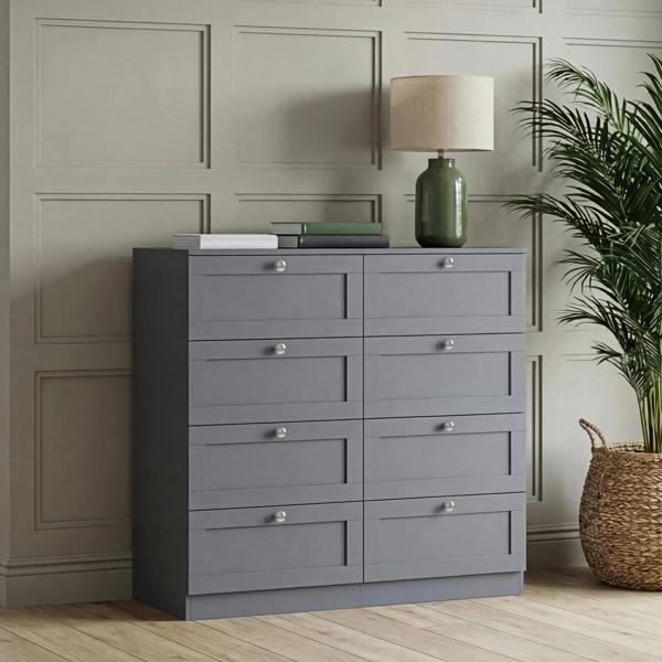 Vida Designs Altino 8 Drawer Chest, Black