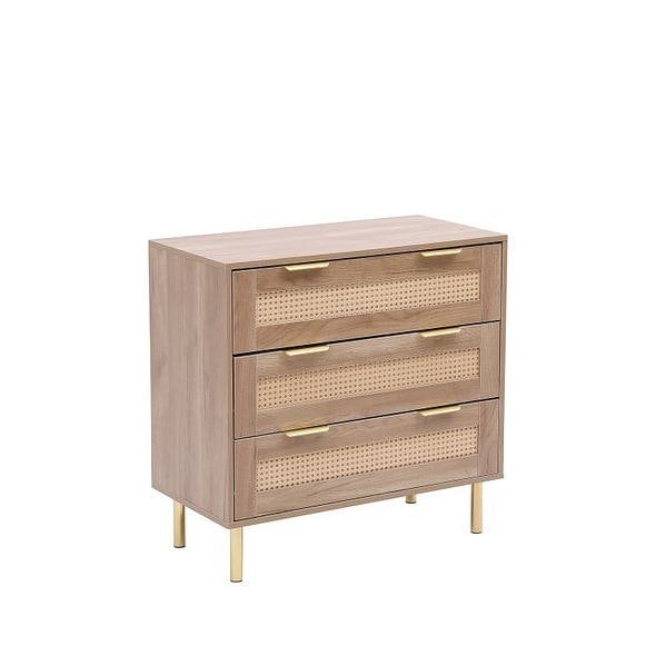 MMT Furniture Designs MMT Natural Chest with Rattan Fronts, 3 Storage Drawers