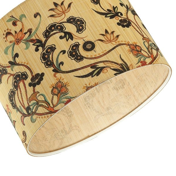 Contemporary Multi Coloured Floral Bamboo Round Pendant Lamp Shade Image 3