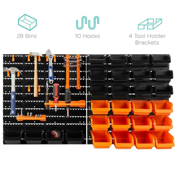 Gr8 Home 44 Pcs Pegboard Shelf Tool Organiser Garage Shed Wall Mount Shelves Storage Rack