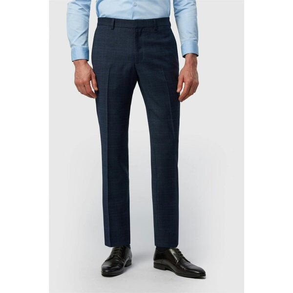 Ted Baker Slim Fit Navy Hopsack Check Trousers