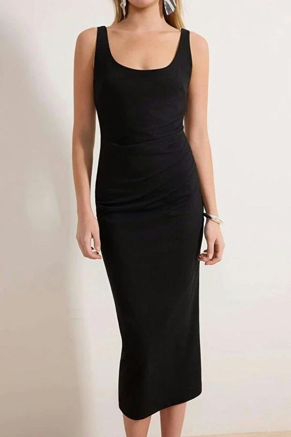 Scoop Neck Sleeveless Bodycon Midi Dress