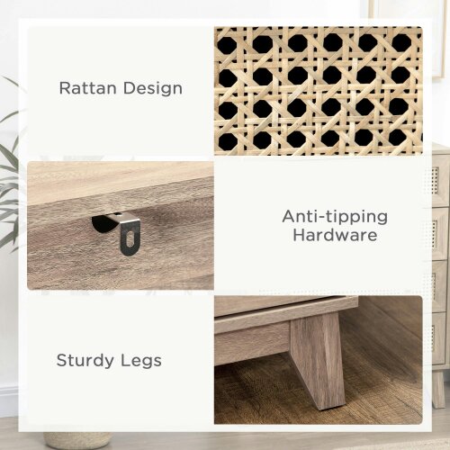 Wyld Haus Mohetak Wood and Rattan 4 Drawer Storage Chest