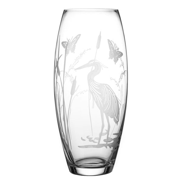 Diamante Heron in the Reeds Barrel Vase - 30cm