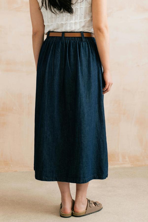 Lily & Me Holly Button Through Denim Midi Skirt
