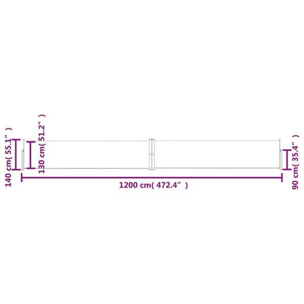 Berkfield Patio Retractable Side Awning 140x1200 cm Black