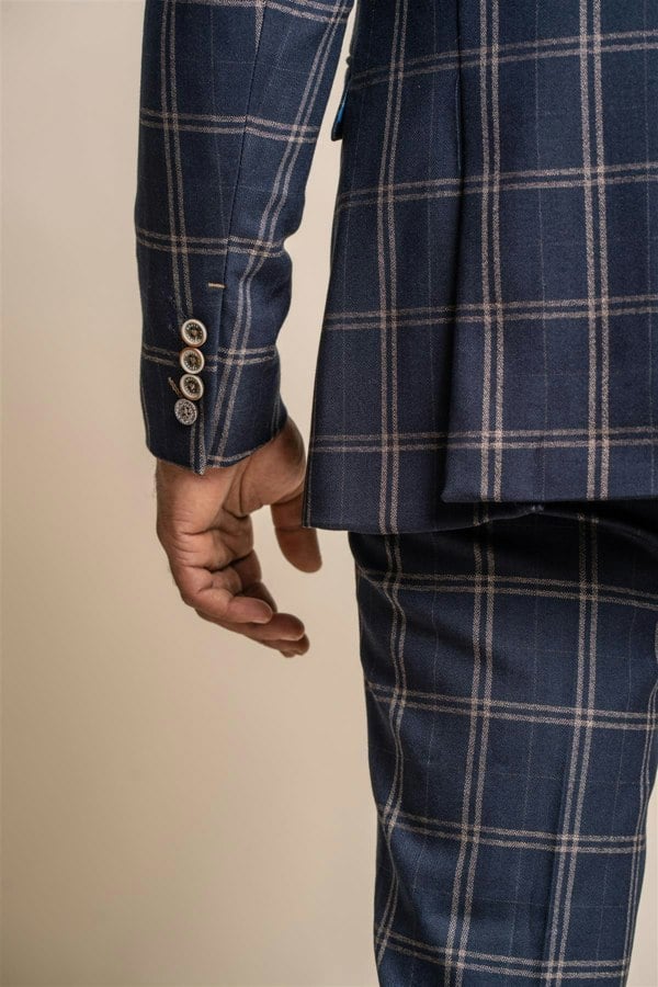 Hardy navy check blazer back detail